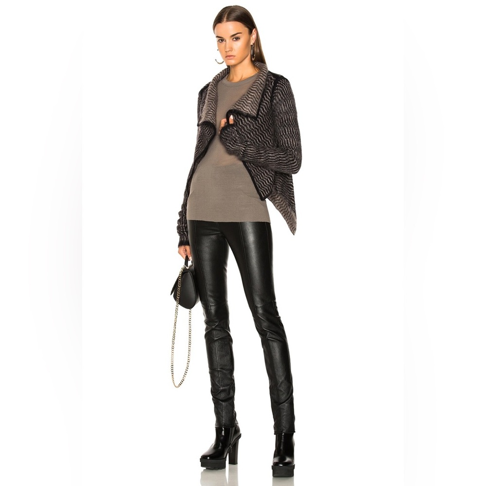 Rick Owens Glitter FW17 Mohair Merino Wool Draped Cardigan Black Beige- one size